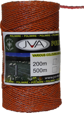 Electric Fence Poliwire / Poly Wire, 0.1”  diameter, 1640 foot roll - ORANGE