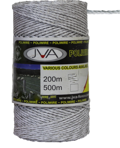 Electric Fence Poliwire / Poly Wire, 0.1”  diameter, 1640 foot roll - WHITE