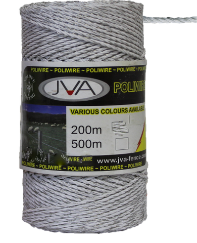 Electric Fence Poliwire / Poly Wire, 0.1”  diameter, 1640 foot roll - WHITE